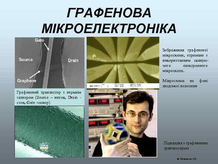ГРАФЕНОВА МІКРОЕЛЕКТРОНІКА Зображення графенової мікросхеми, отримане з використанням скануючого електронного мікроскопа. Мікросхема на фоні