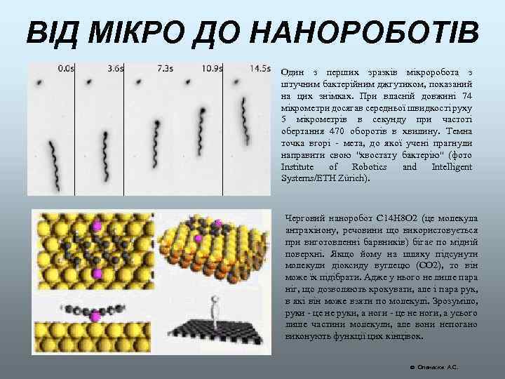 ВІД МІКРО ДО НАНОРОБОТІВ Один з перших зразків мікроробота з штучним бактерійним джгутиком, показаний