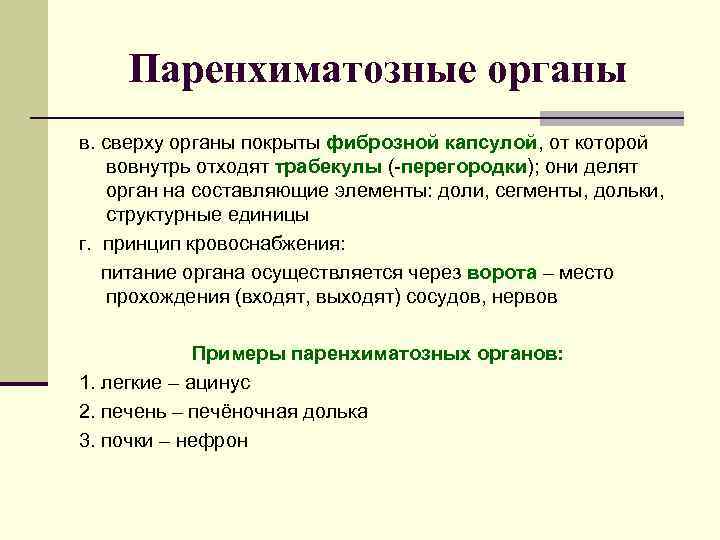 Общий план строения полых и паренхиматозных органов