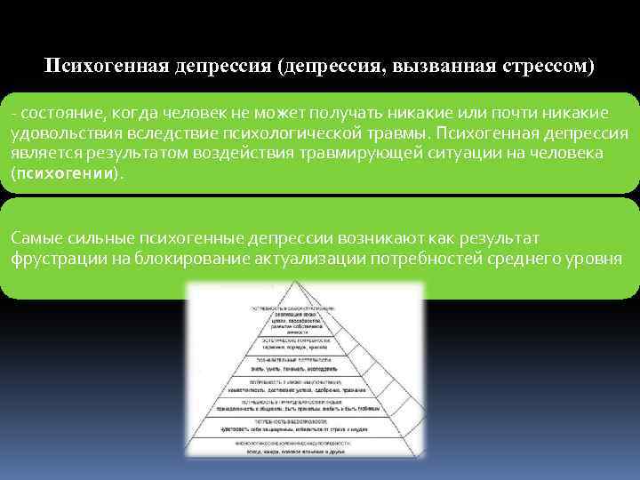 Психогенная депрессия (депрессия, вызванная стрессом) - состояние, когда человек не может получать никакие или