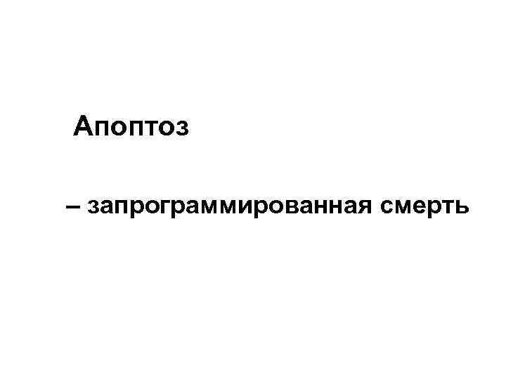 Апоптоз – запрограммированная смерть 