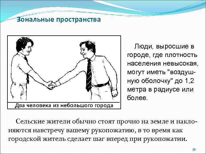 Зональные пространства Люди, выросшие в городе, где плотность населения невысокая, могут иметь "воздушную оболочку"