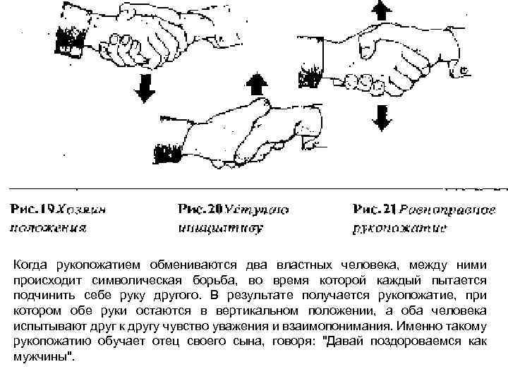 Когда рукопожатием обмениваются два властных человека, между ними происходит символическая борьба, во время которой
