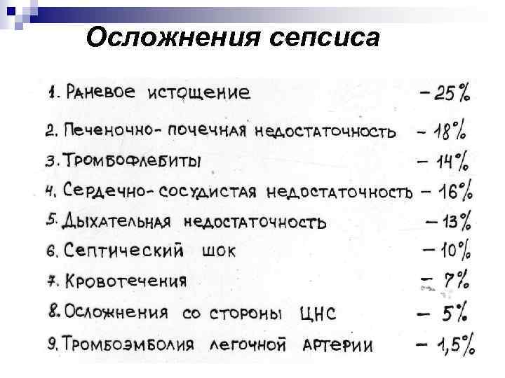 Осложнения сепсиса 