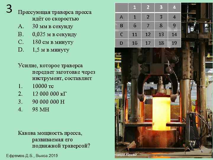 3 Прессующая траверса пресса идёт со скоростью A. 30 мм в секунду B. 0,