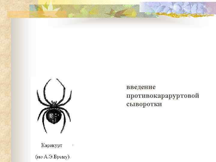 введение противокараруртовой сыворотки 