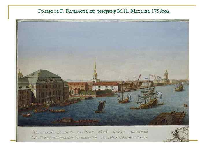 Гравюра Г. Качалова по рисунку М. И. Махаева 1753 год 