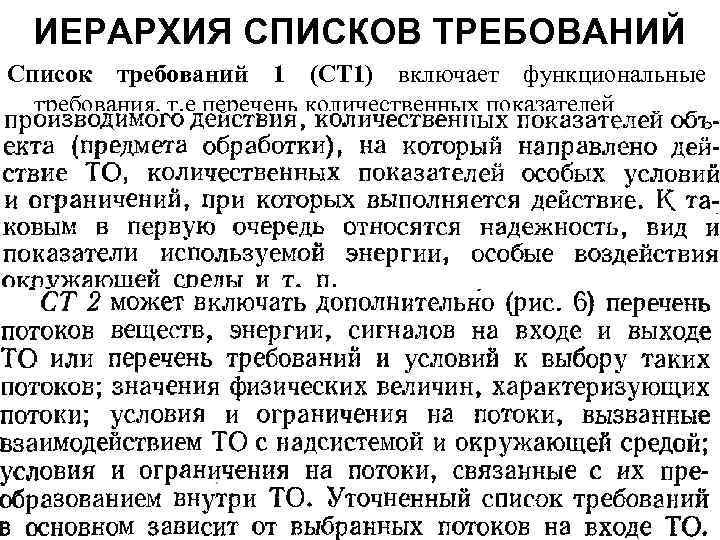 ИЕРАРХИЯ СПИСКОВ ТРЕБОВАНИЙ Список требований 1 (СТ 1) включает функциональные требования, т. е перечень