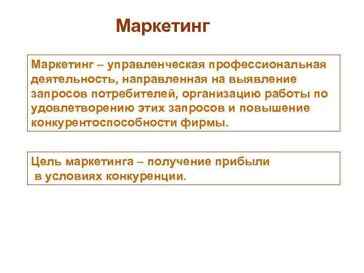  Маркетинг – управленческая профессиональная деятельность, направленная на выявление запросов потребителей, организацию работы по