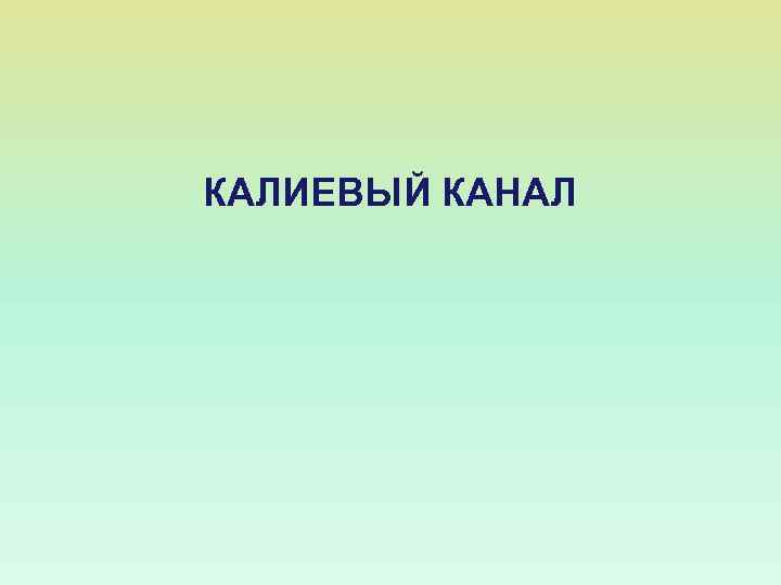 КАЛИЕВЫЙ КАНАЛ 
