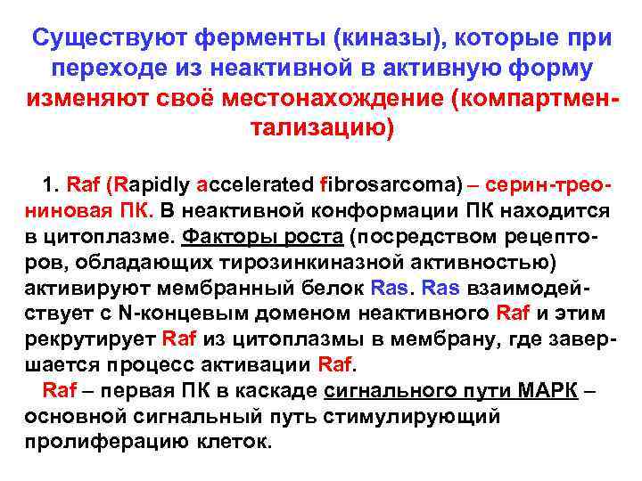 Существуют ферменты (киназы), которые при переходе из неактивной в активную форму изменяют своё местонахождение