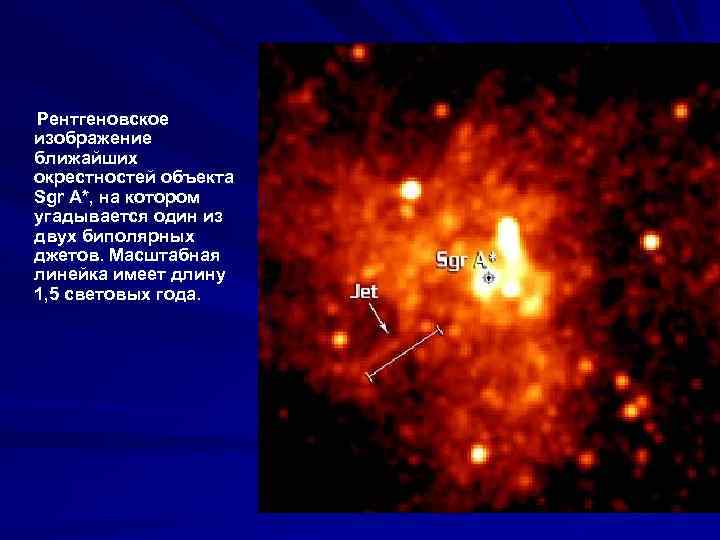  Рентгеновское изображение ближайших окрестностей объекта Sgr A*, на котором угадывается один из двух