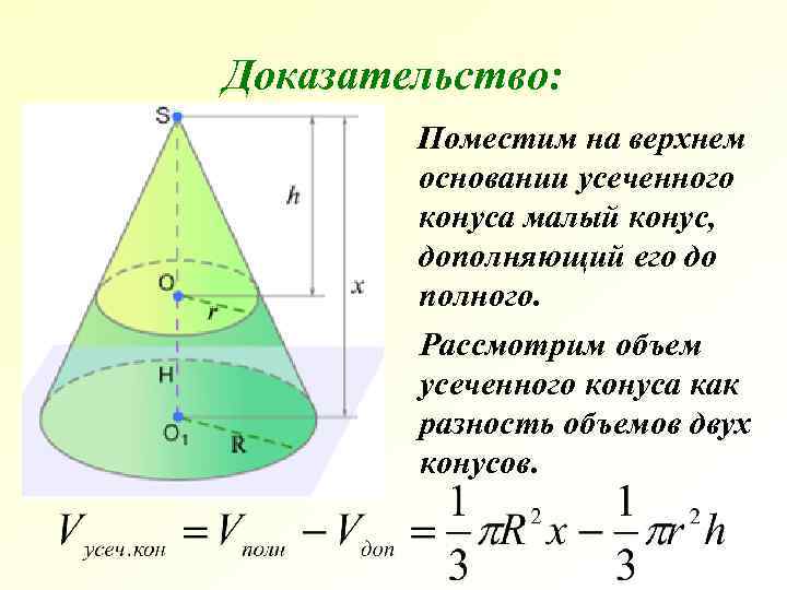 Основание усеченного конуса формула