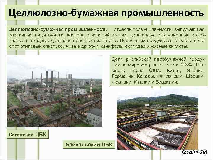 Целлюлозно-бумажная промышленность - отрасль промышленности, выпускающая различные виды бумаги, картона и изделий из них,