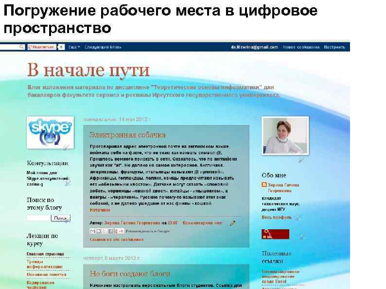 Погружение рабочего места в цифровое пространство 