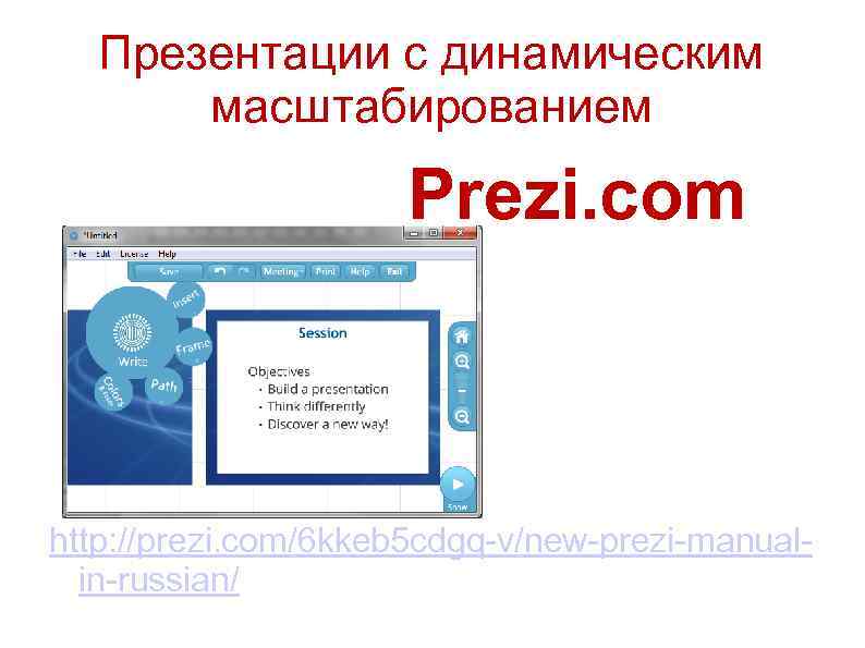 Презентации с динамическим масштабированием Prezi. com http: //prezi. com/6 kkeb 5 cdgq-v/new-prezi-manualin-russian/ 