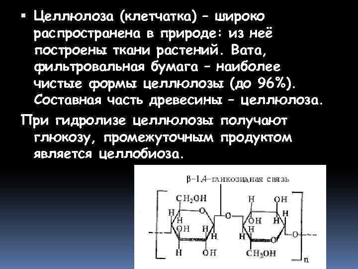 Химические свойства и применение целлюлозы. Целлюлоза и целлобиоза. Гидролиз целлюлозы. Целлюлоза в медицине. Биологическая роль целлюлозы.