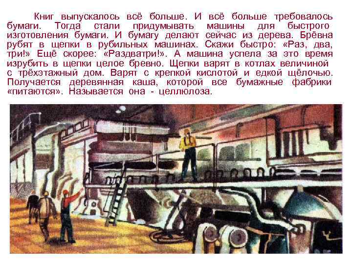 Книг выпускалось всё больше. И всё больше требовалось бумаги. Тогда стали придумывать машины для