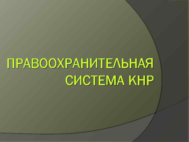 ПРАВООХРАНИТЕЛЬНАЯ СИСТЕМА КНР 