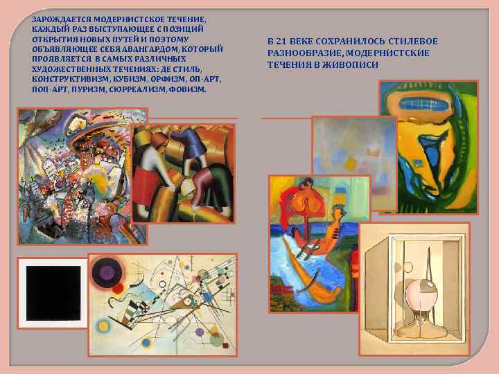 ЗАРОЖДАЕТСЯ МОДЕРНИСТСКОЕ ТЕЧЕНИЕ, КАЖДЫЙ РАЗ ВЫСТУПАЮЩЕЕ С ПОЗИЦИЙ ОТКРЫТИЯ НОВЫХ ПУТЕЙ И ПОЭТОМУ ОБЪЯВЛЯЮЩЕЕ