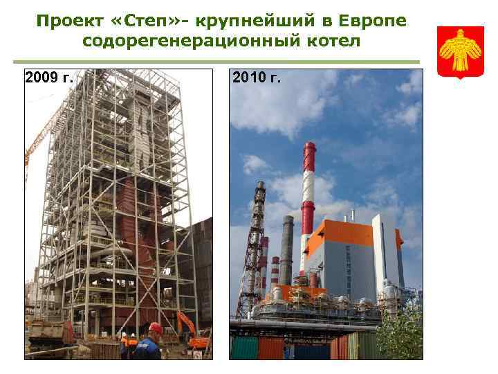 Проект «Степ» - крупнейший в Европе содорегенерационный котел 2009 г. 2010 г. 