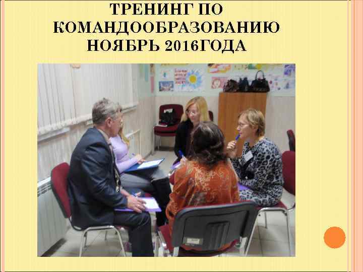 ТРЕНИНГ ПО КОМАНДООБРАЗОВАНИЮ НОЯБРЬ 2016 ГОДА 