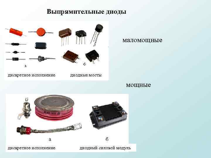 Выпрямительные диоды маломощные дискретное исполнение диодные мосты мощные дискретное исполнение диодный силовой модуль 