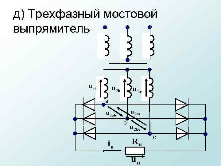 д) Трехфазный мостовой выпрямитель а b c 