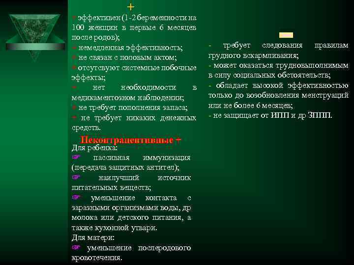 + + эффективен (1 -2 беременности на 100 женщин в первые 6 месяцев после