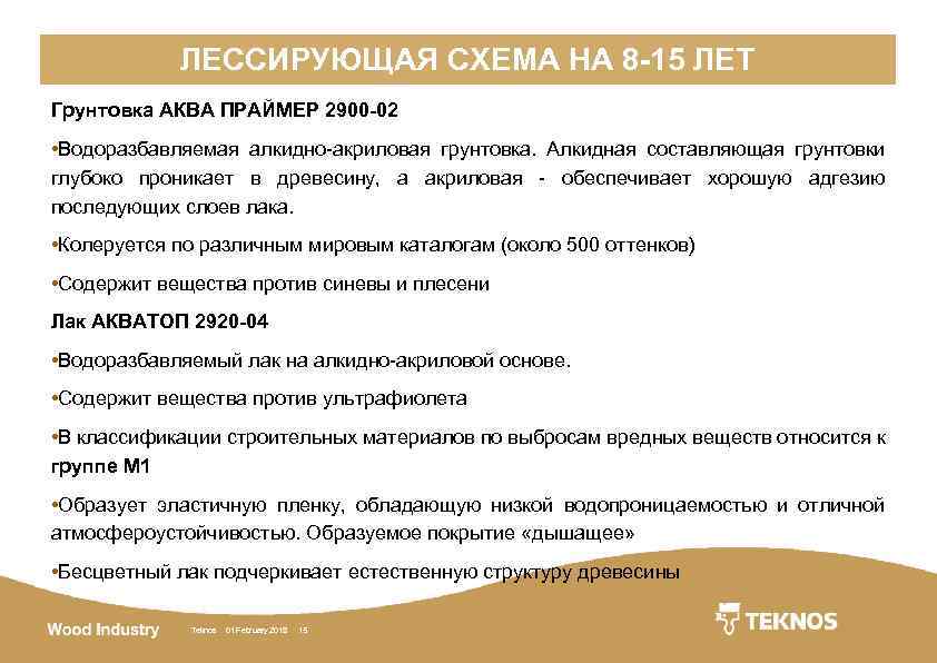 ЛЕССИРУЮЩАЯ СХЕМА НА 8 -15 ЛЕТ Грунтовка АКВА ПРАЙМЕР 2900 -02 • Водоразбавляемая алкидно-акриловая