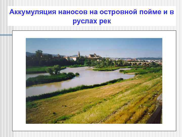Аккумуляция наносов на островной пойме и в руслах рек 