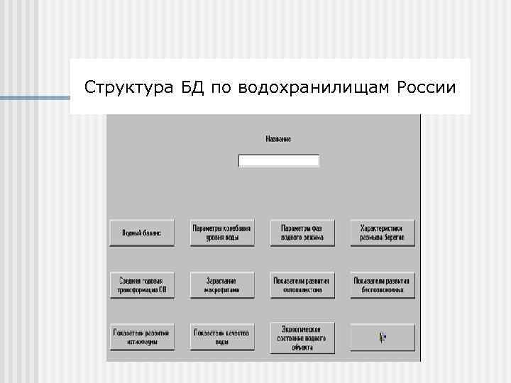 Структура БД по водохранилищам России 