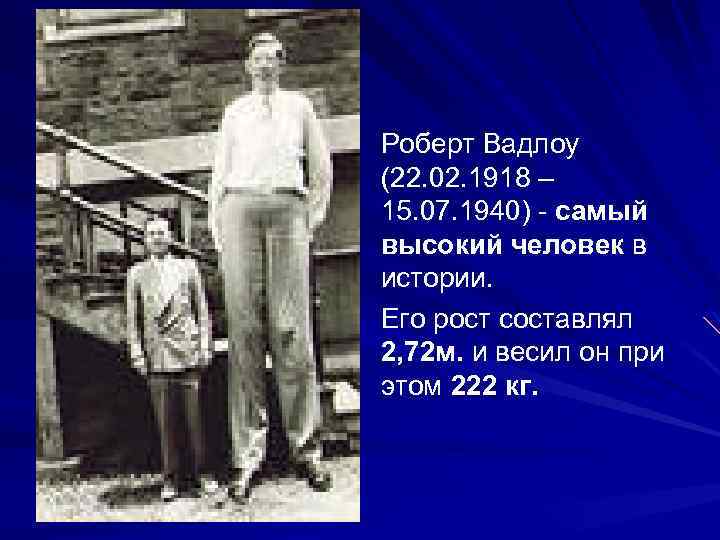 Роберт Вадлоу (22. 02. 1918 – 15. 07. 1940) - самый высокий человек в