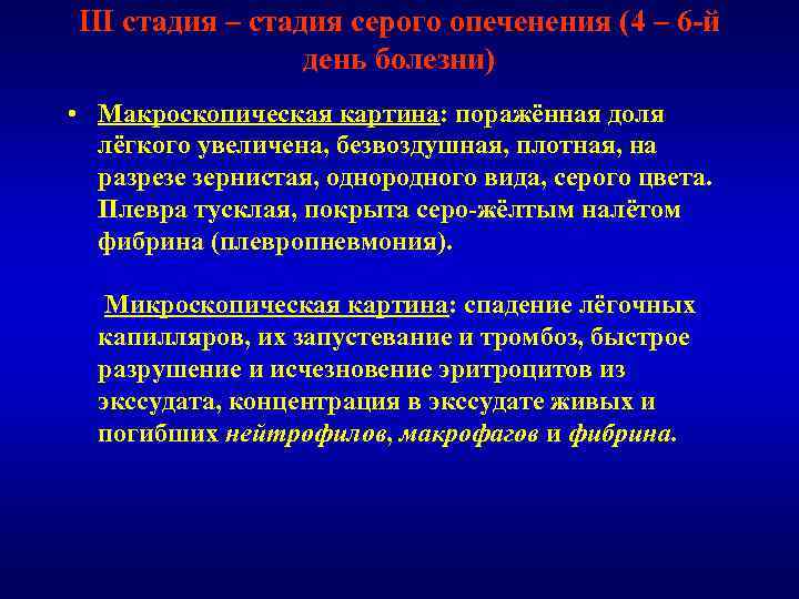 III стадия – стадия серого опеченения (4 – 6 -й день болезни) • Макроскопическая