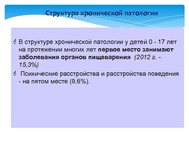 Структура хронической патологии F В структуре хронической патологии у детей 0 - 17 лет