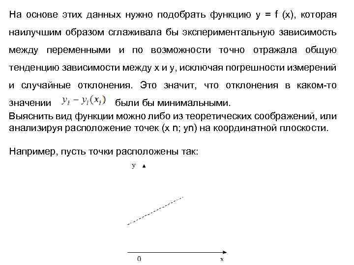 На основе этих данных нужно подобрать функцию y = f (x), которая наилучшим образом