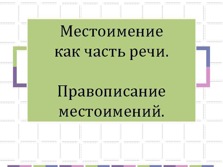 Местоимение как часть речи. Правописание местоимений. 