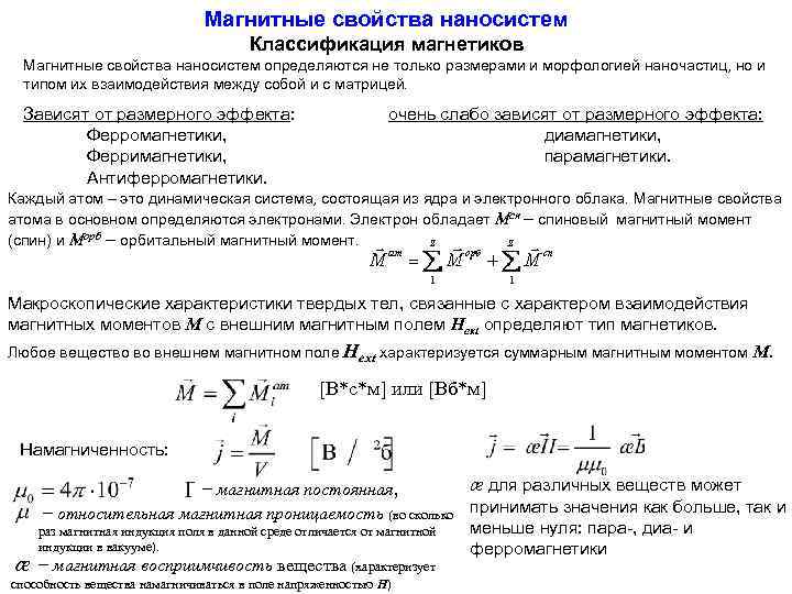 Магнитные параметры