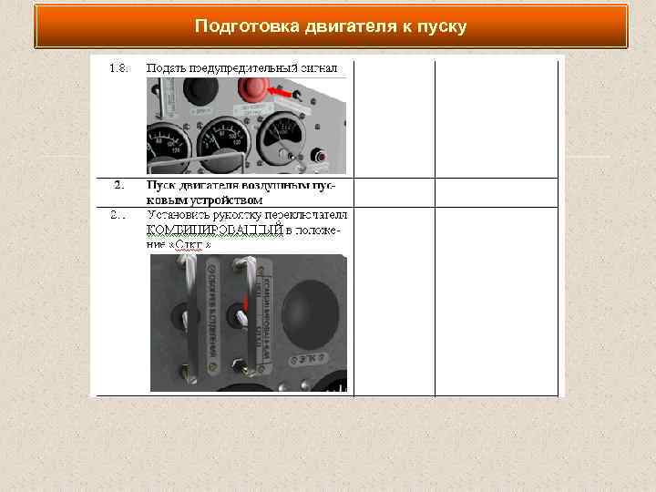 Подготовка двигателя к пуску 