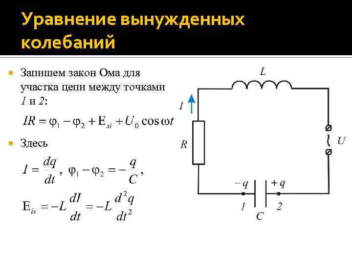 Уравнение свободных незатухающих колебаний в колебательном контуре схема