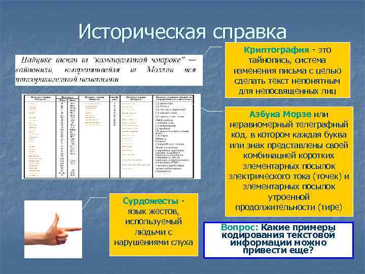 Историческая справка Криптография - это тайнопись, система изменения письма с целью сделать текст непонятным