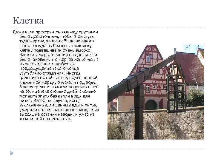 Клетка Даже если пространство между прутьями было достаточным, чтобы втолкнуть туда жертву, у нее