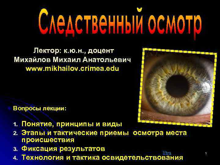 Лектор: к. ю. н. , доцент Михайлов Михаил Анатольевич www. mikhailov. crimea. edu Вопросы