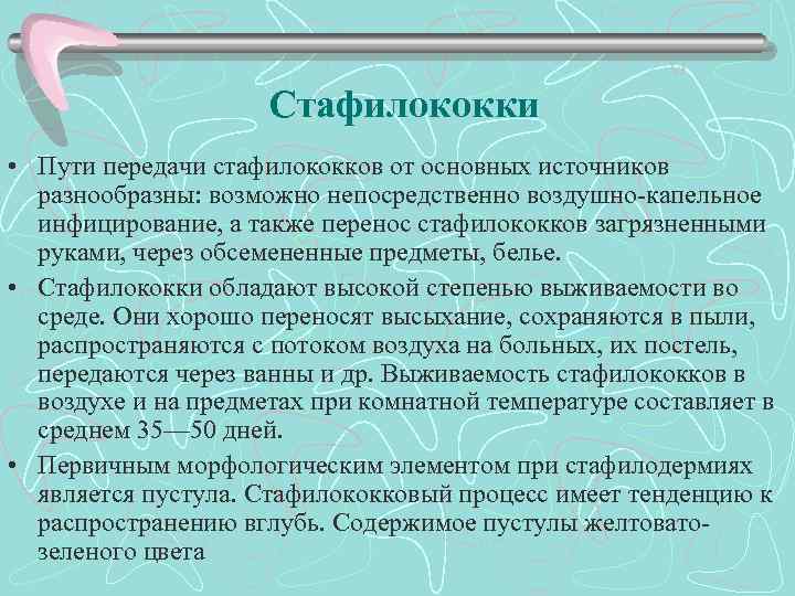 Стафилококки • Пути передачи стафилококков от основных источников разнообразны: возможно непосредственно воздушно-капельное инфицирование, а