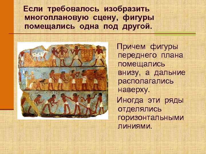 Если требовалось изобразить многоплановую сцену, фигуры помещались одна под другой. Причем фигуры переднего плана