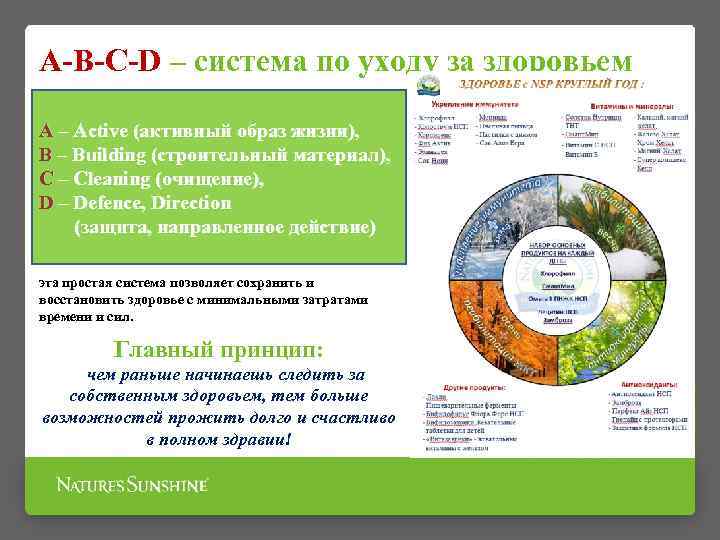 A-B-C-D – система по уходу за здоровьем A – Active (активный образ жизни), B