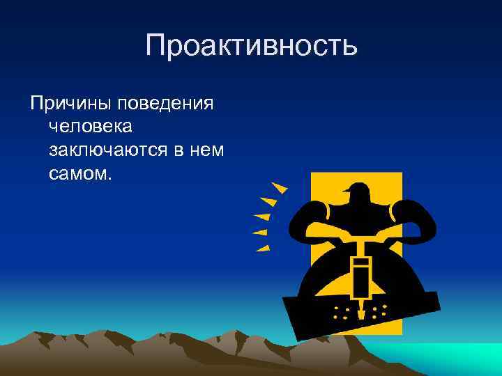 Проактивность Причины поведения человека заключаются в нем самом. 