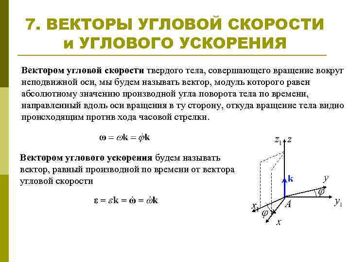 Направление вектора ускорения