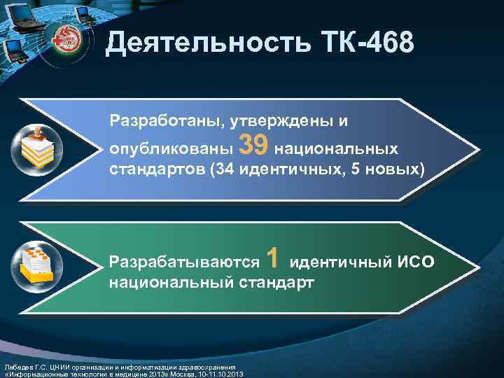 Деятельность ТК-468 Разработаны, утверждены и 39 опубликованы национальных стандартов (34 идентичных, 5 новых) 1