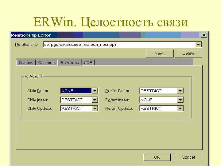 ERWin. Целостность связи 
